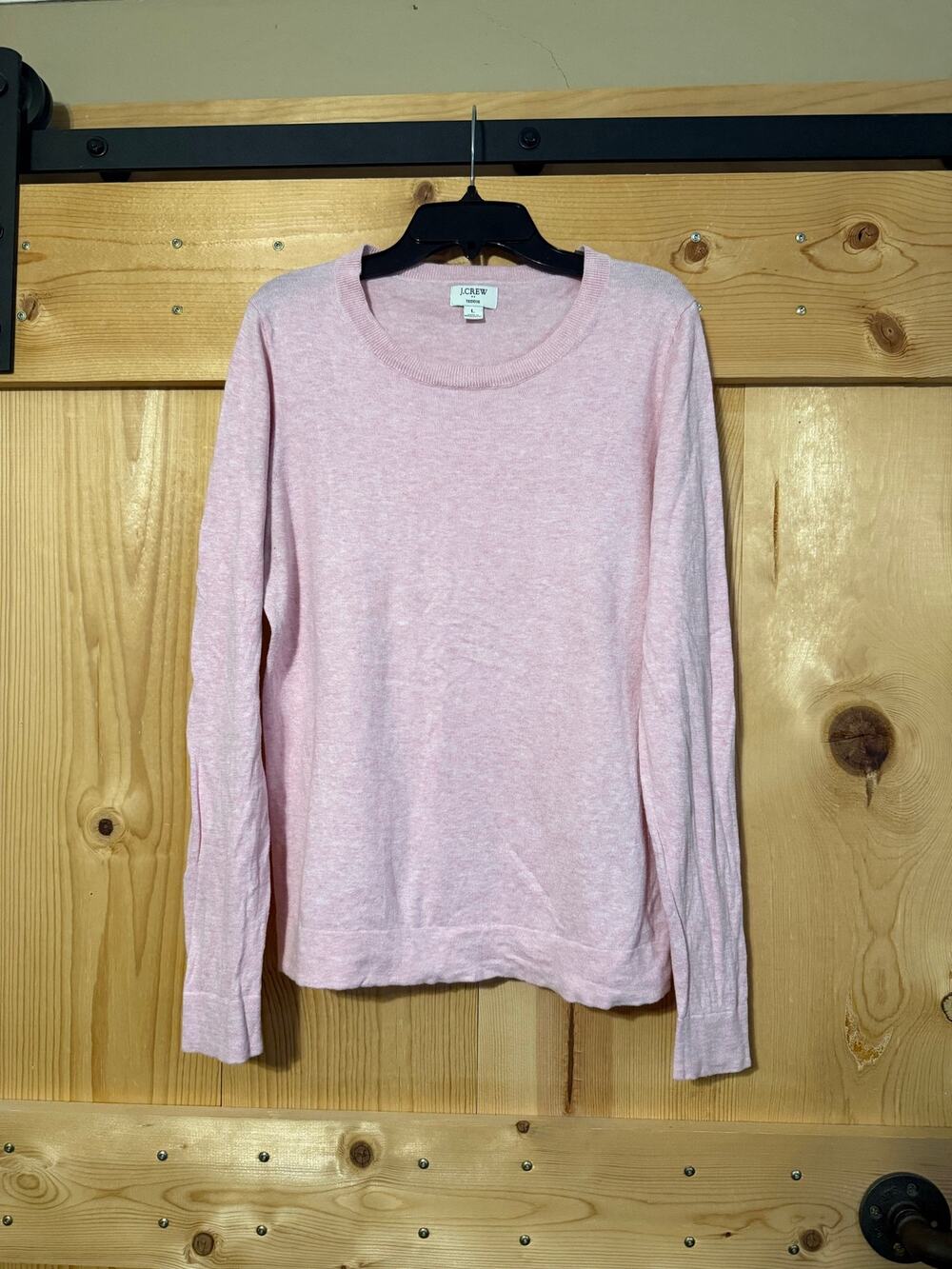 J. Crew Pink Teddie Long Sleeve Top Size L 100% Cotton Shirt Coastal Capsule